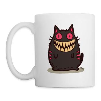 Grinning Black Monster Cat - Mug - white - Left