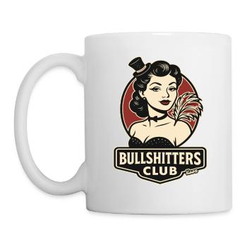 Retro-Dame mit Feder und Zylinder - Tasse - Weiß - Links