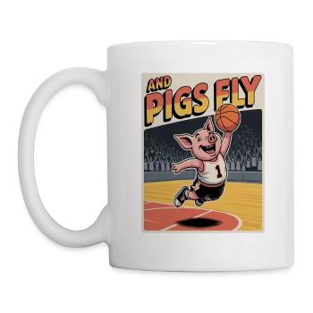 Fliegendes Schwein beim Basketball - Tasse - Weiß - Links