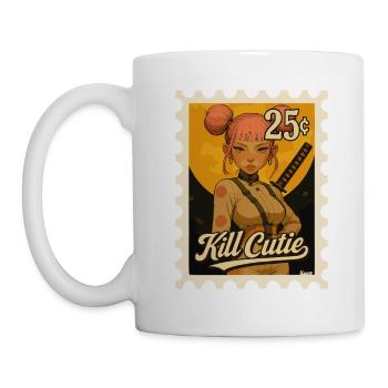 Mädchen mit Schwert im Comicstil - Tasse - Weiß - Links