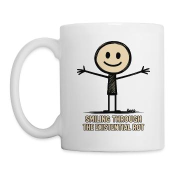 Bonhomme allumette avec bras ouvert et sourire - Mug blanc - blanc - Gauche