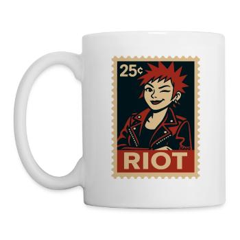 Punk Frau mit roter Frisur - Tasse - Weiß - Links