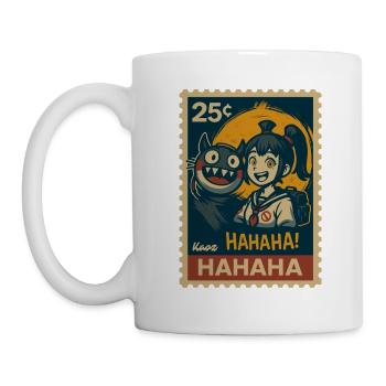 Girl with yokai cat and full moon - Mug - white - Left