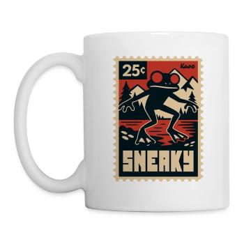 Grenouille noire aux yeux rouges au bord du lac - Mug blanc - blanc - Gauche