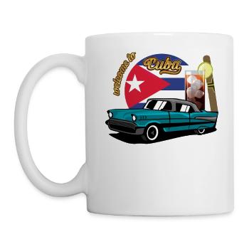 Cuba Cigare Voiture Rhum Libre Havana Souvenir rétro - Mug blanc - blanc - Gauche