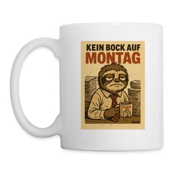 Paresseux de bureau fatigué avec café et lundi - Mug blanc - blanc - Gauche