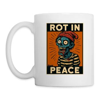 Zombie with cap and text "Rot in peace" - Mug - white - Left
