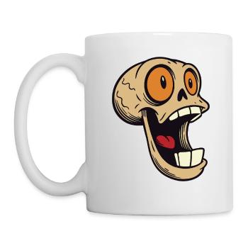 Lachender Totenkopf mit großen Augen - Tasse - Weiß - Links