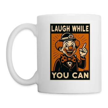 Laughing clown in retro comic style - Mug - white - Left