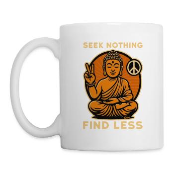 Buddha mit Peace-Zeichen und Spruch in Retro-Optik - Tasse - Weiß - Links