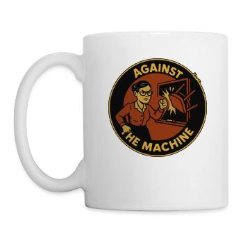 Teacher against the machine in the classroom - Mug - white - Left