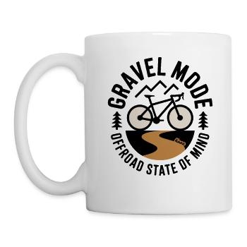 Gravel bike with mountain motif and gravel path - Mug - white - Left