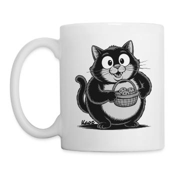 Fat cat with biscuit snacks - Mug - white - Left