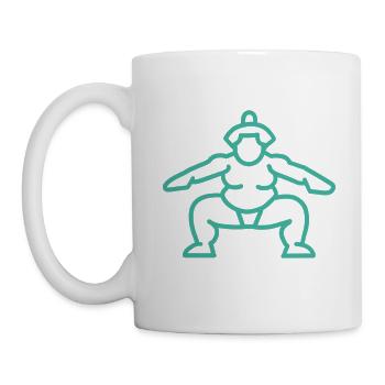 Sumo japonais turquoise - Mug blanc - blanc - Gauche