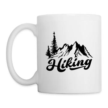 Wandern Wanderer Berge Berg Bäume Baum Natur Wald - Tasse - Weiß - Links