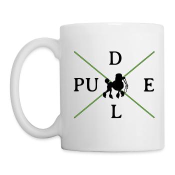 Klassisch schlichtes Pudelmotiv schwarz / grün - Tasse - Weiß - Links