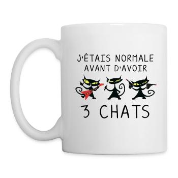 J étais normale avant 3 chats noirs - Chats Drôles - Mug blanc - blanc - Gauche