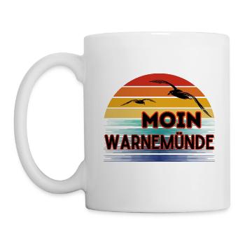 Moin Warnemünde avec mouette dans un style rétro - Mug blanc - blanc - Gauche