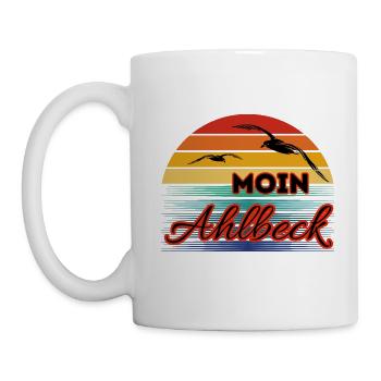 Moin Ahlbeck mit Möwe im Retro Style-Ahlbeck - Tasse - Weiß - Links