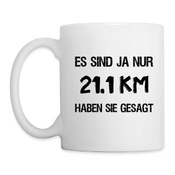 lustiges T-Shirt zum Halbmarathon - Laufen - Tasse - Weiß - Links