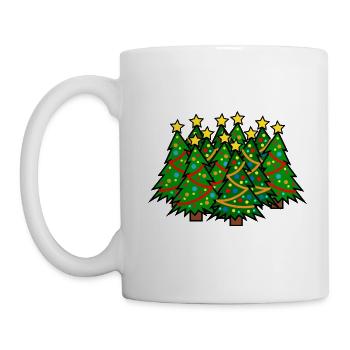 Arbres de Noël forêt / forêt avec arbres de Noël - Mug blanc - blanc - Gauche