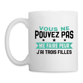 Drôle Papa J'Ai Trois Filles Meilleur Papa Cadeau - Mug blanc - blanc - Gauche