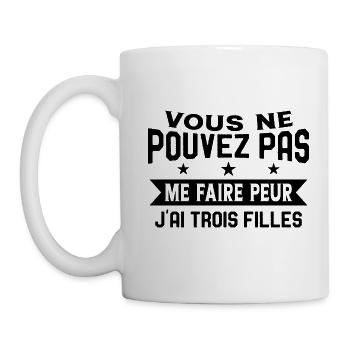 Drôle Papa J'Ai Trois Filles Meilleur Papa Cadeau - Mug blanc - blanc - Gauche