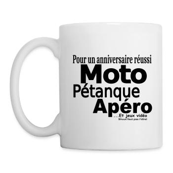 L'Anniversaire réussi c'est Moto Pétanque et Apéro - Mug blanc - blanc - Gauche