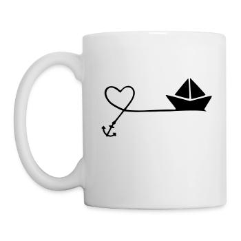 maritim herz anker boot - Tasse - Weiß - Links
