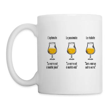 Bière - Optimiste, Pessimiste, Réaliste - Mug blanc - blanc - Gauche