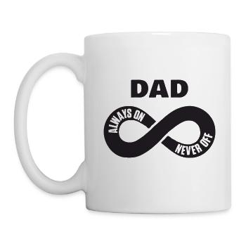 Dad Always On Never Off Papa Shirt Vatertag - Tasse - Weiß - Links