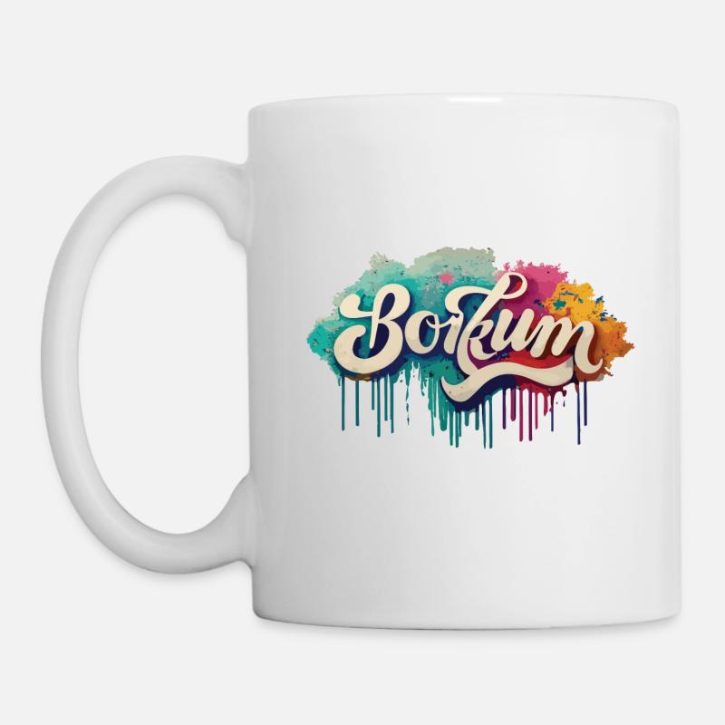 Borkum Graffiti Schriftzug - Tasse - Weiß