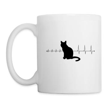 Cat battement de coeur - I Love Cats - Mug blanc - blanc - Gauche