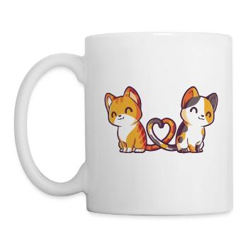 Katzen mit Herz Geschenk Idee - Tasse - Weiß - Links