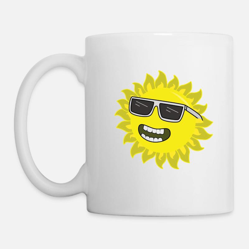 Soleil avec des lunettes de soleil - Mug blanc - blanc