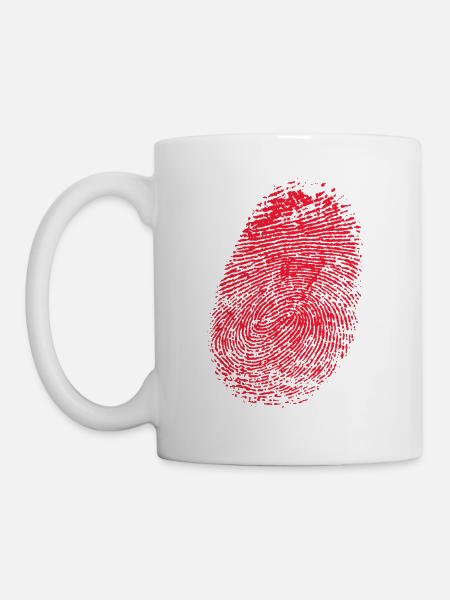 realistischer Fingerabdruck in rot - Tasse - Weiß