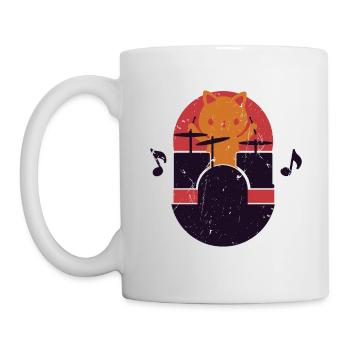 Katze spielt Schlagzeug Lustiges Schlagzeug Schlagzeug Drummer Geschenk - Tasse - Weiß - Links