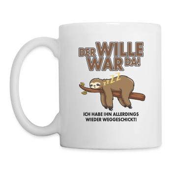 DER WILLE WAR DA FAULTIER ARBEIT SCHLAFEN GESCHENK - Tasse - Weiß - Links
