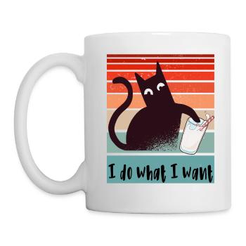 Je fais ce que je veux. Drôle de verre de lait de chat - Mug blanc - blanc - Gauche