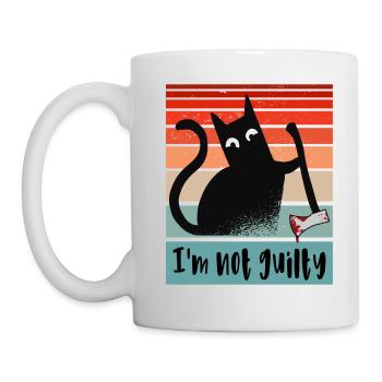 I'm not guilty, Innocent Cat with bloody axe - Mug - white - Left