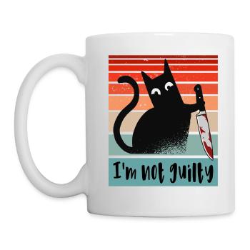 Je suis innocent, chat avec couteau ensanglanté - Mug blanc - blanc - Gauche