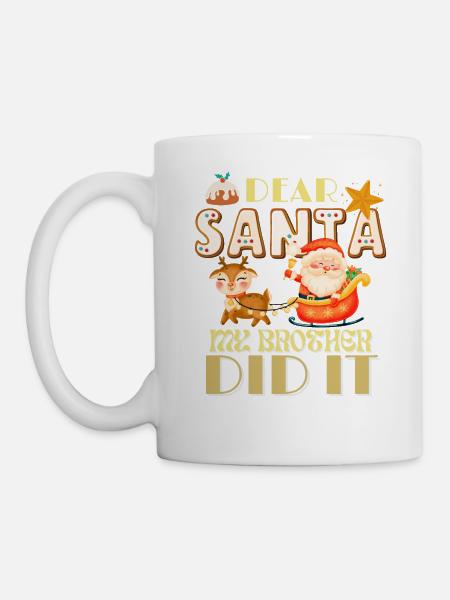 Family Christmas Dear Santa My Brother Did It Cute - Mug - white