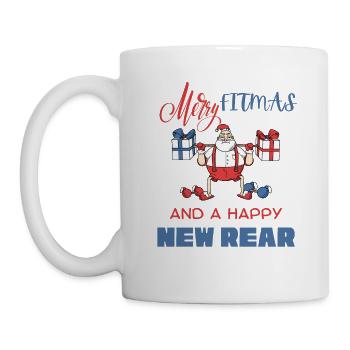 Joyeux Fitmas et joyeux nouveau gymnase de Noël drôle arrière - Mug blanc - blanc - Gauche