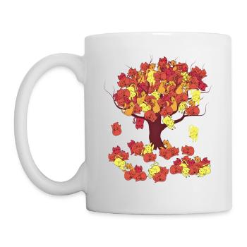 Tree in Autumn losing its Cat Leaves - Mug - white - Left