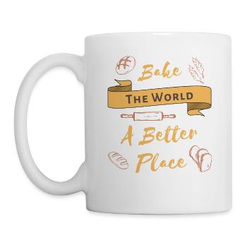 Bake The World Un meilleur endroit Cool Baking Lover - Mug blanc - blanc - Gauche