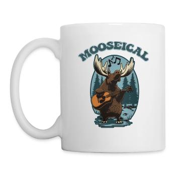 Mooseical - Musical Moose with Acoustic Guitar - Mug - white - Left