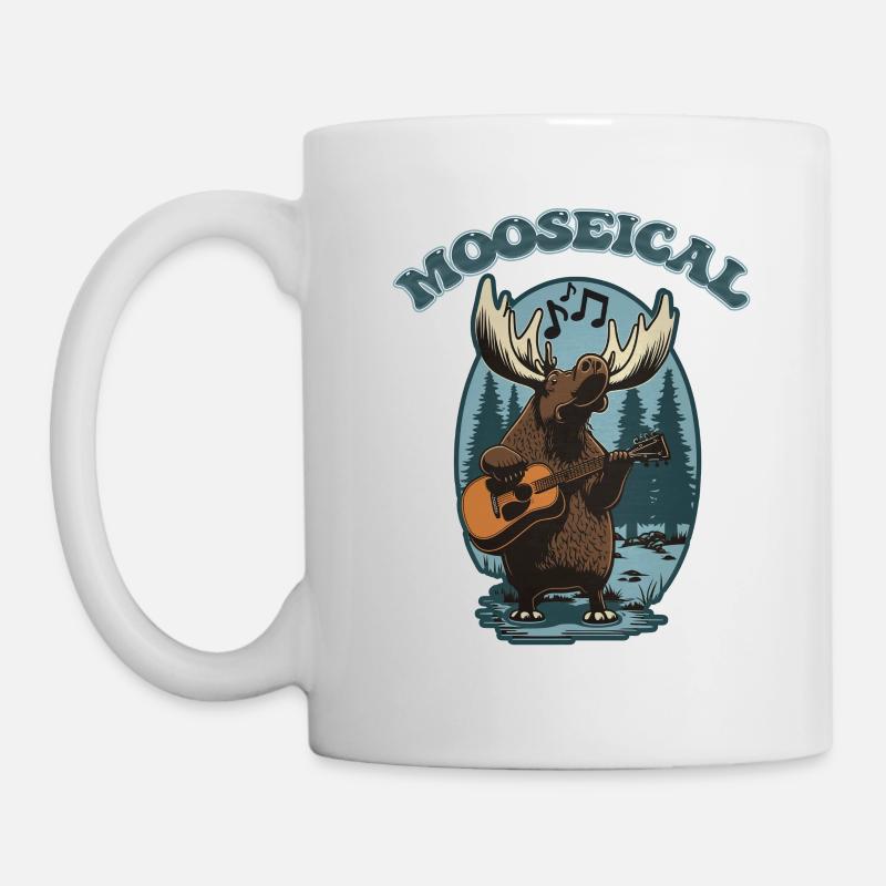 Mooseical - Musical Moose with Acoustic Guitar - Mug - white