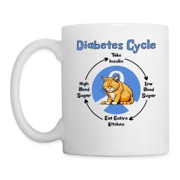 Diabetes Cycle Funny Awareness Month T1D Cat Lover - Mug - white - Left
