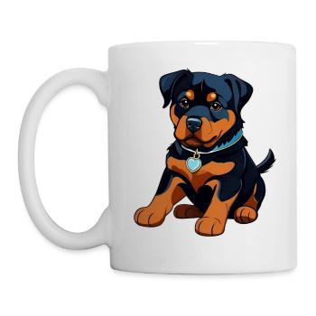 Niedlicher Rottweiler Welpe - Tasse - Weiß - Links