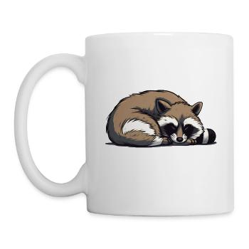 Schlafender Waschbär - Tasse - Weiß - Links